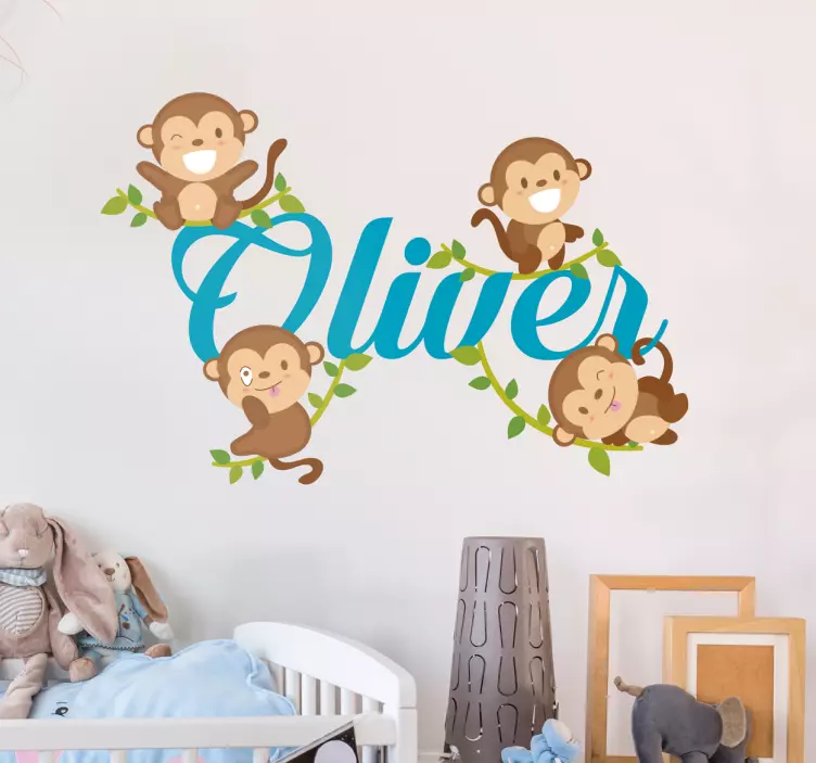 four funny monkeys wall stickers children's room - TenStickers