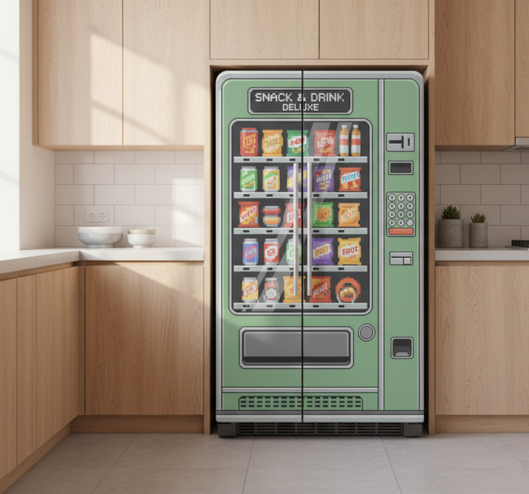 Fridge sticker green vending machine - TenStickers