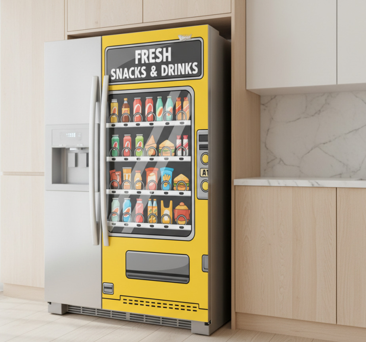 Fridge sticker yellow vending machine - TenStickers