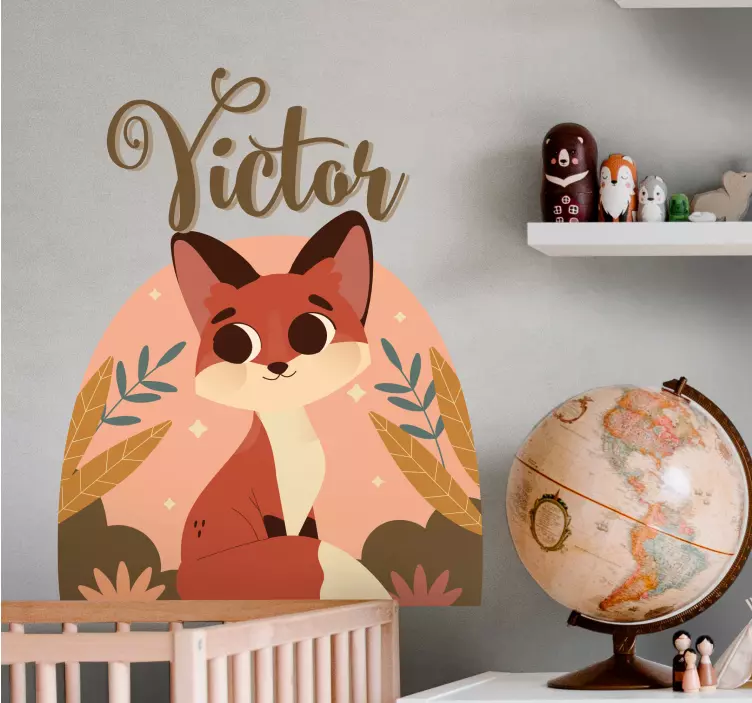 Nursery wall sticker friendly fox character - TenStickers