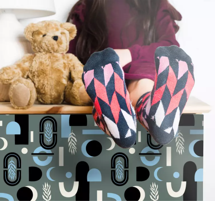 Furniture sticker with patterned grey design - TenStickers