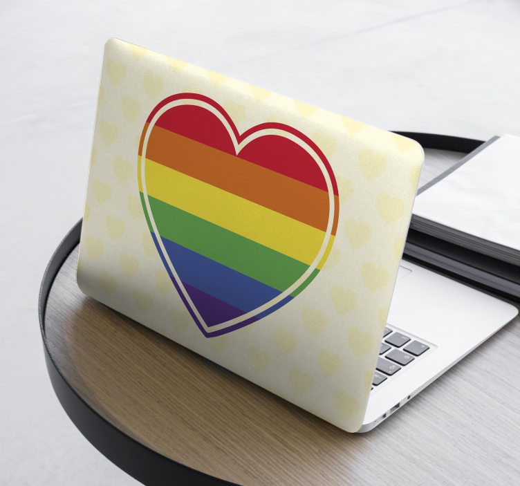Gay pride flat in heart shape laptop skins - TenStickers