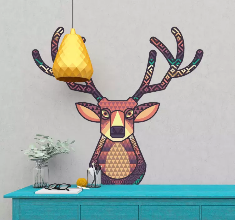 Geometric Deer Head wall sticker - TenStickers