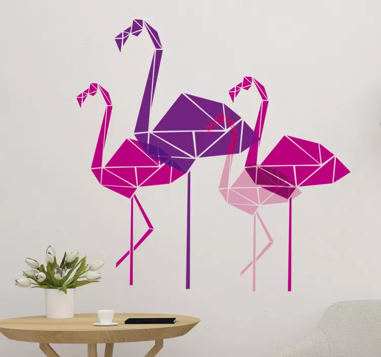 Geometric Flamingos Trio bird wall sticker - TenStickers