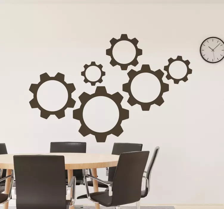 Geometric wall sticker gears design - TenStickers