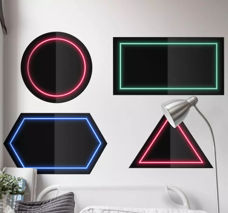 Geometric wall sticker with neon shaped details - TenStickers