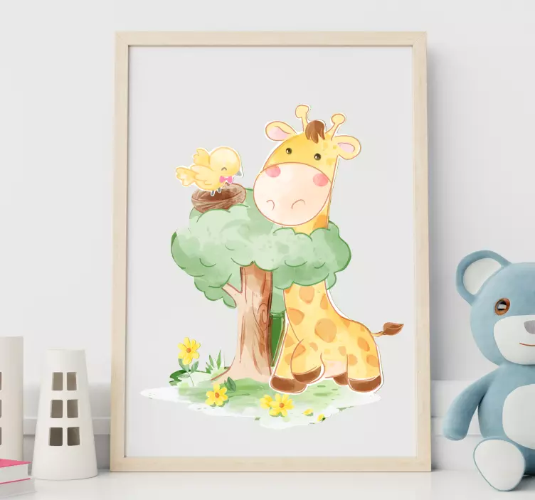 Giraffe and Chick wall sticker - TenStickers