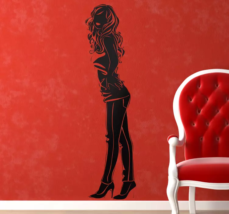 Girl Profile Wall Sticker - TenStickers