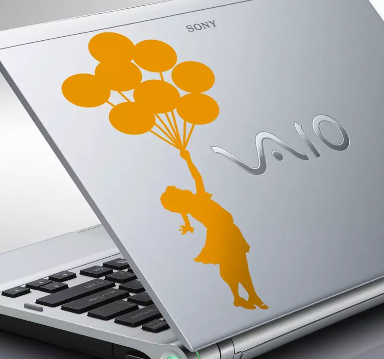 Girl with balloons banksy laptop sticker - TenStickers