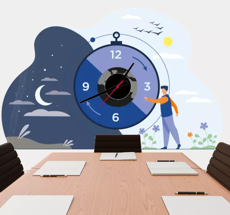 World concept design clock wall sticker - TenStickers