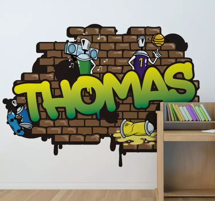 Graffiti Name brick background urban sticker - TenStickers