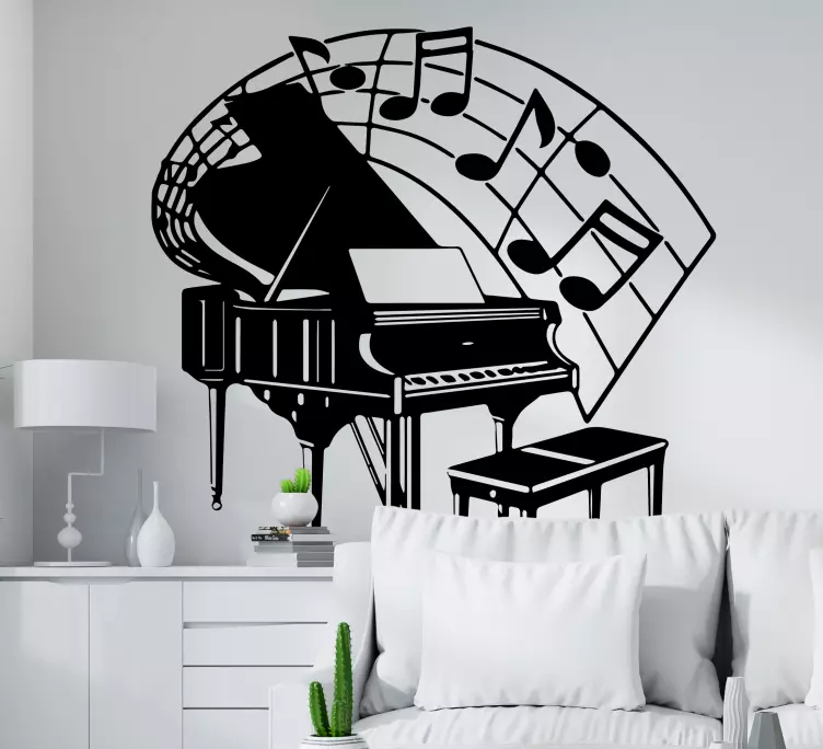 Grand Piano Notes music wall sticker - TenStickers
