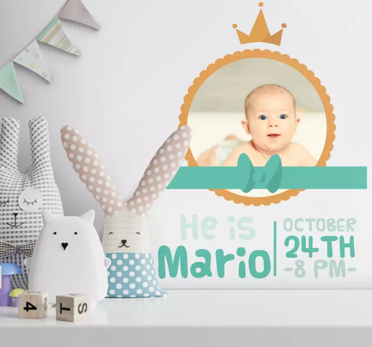 Green birth personalized information sticker - TenStickers