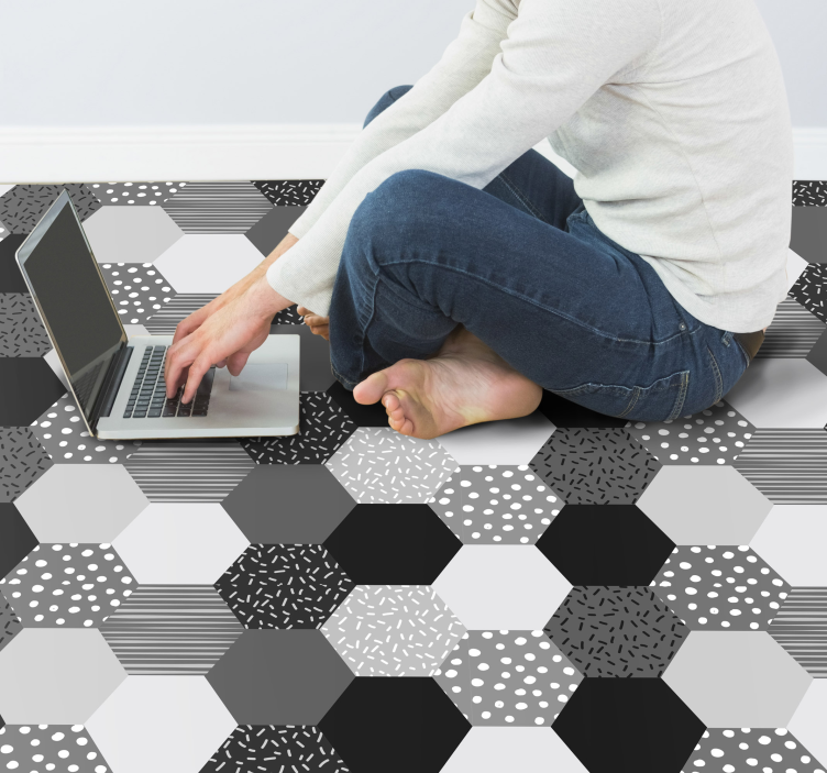 Grey pentagon shape floor sticker floor sticker - TenStickers
