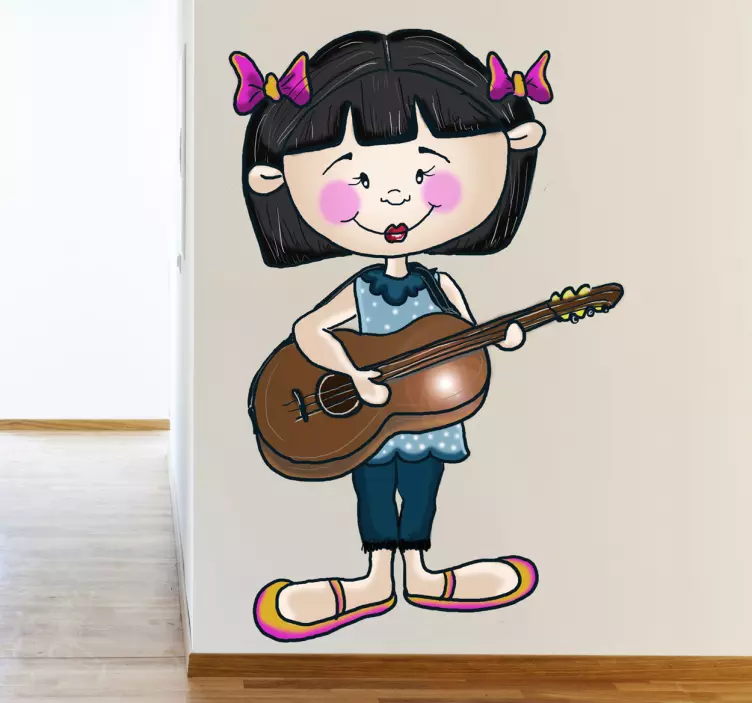 Guitarist Girl Kids Sticker - TenStickers