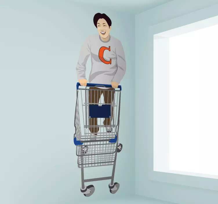 Guy with Trolley Wall Sticker - TenStickers
