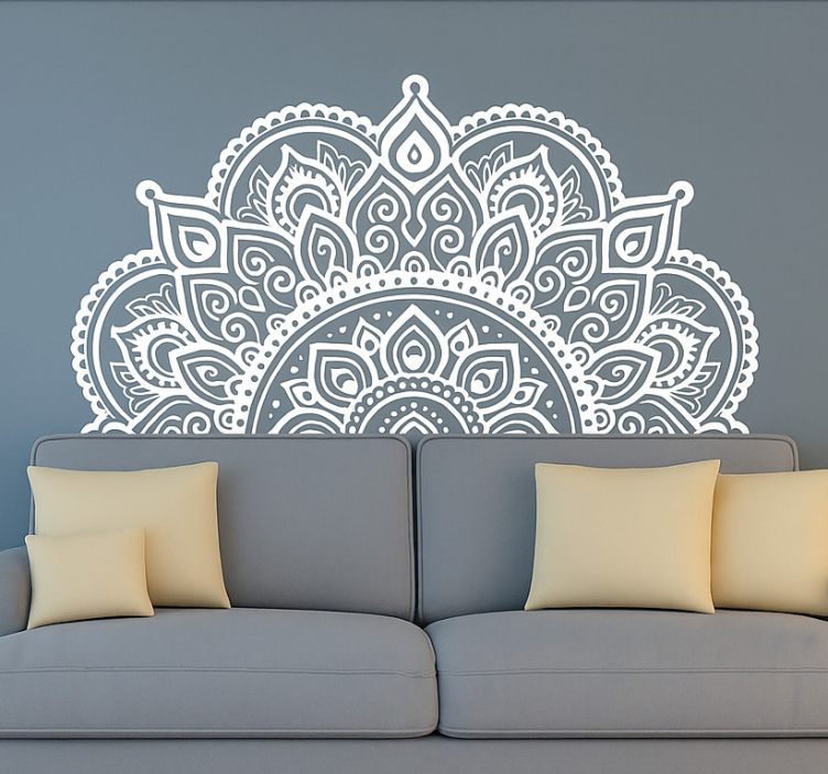 Half mandala design living room wall sticker - TenStickers