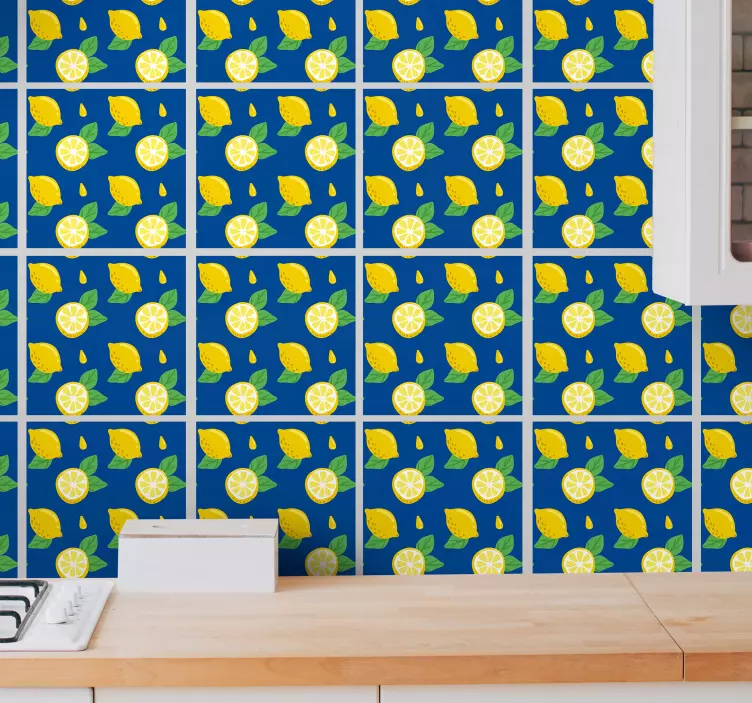 Hand draw lemons tile vinyl sticker - TenStickers