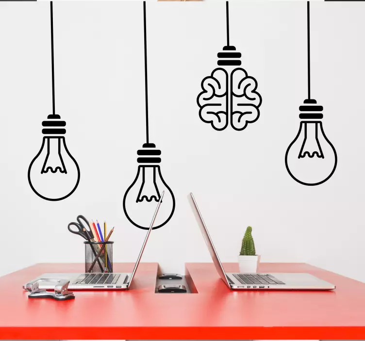 Hanging Lightbulbs and Brain science stickers - TenStickers