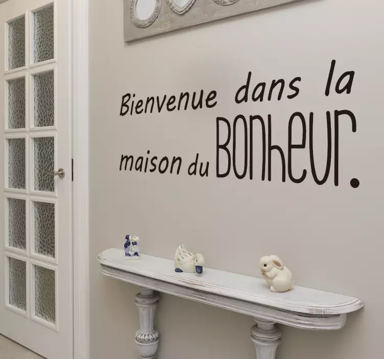 happiness quote home text wall sticker - TenStickers