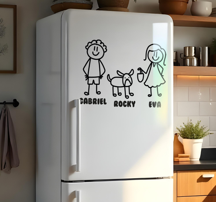 happy couple with dog personalized fridge sticker - TenStickers