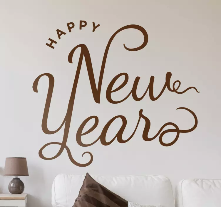 Happy New Year Text Wall Sticker - TenStickers