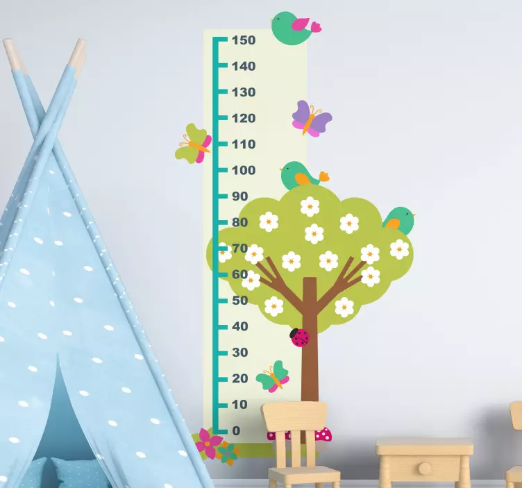 Height chart wall sticker growth chart tree - TenStickers