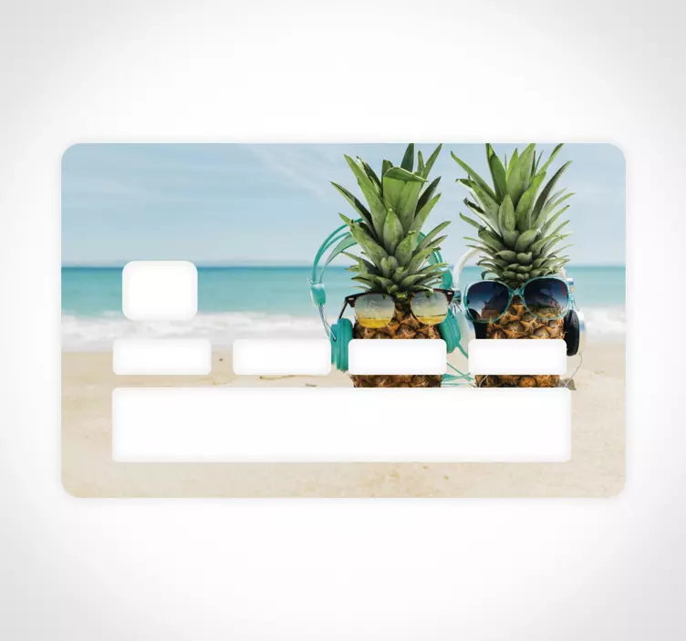Tropical beach pineapple credit card sticker - TenStickers