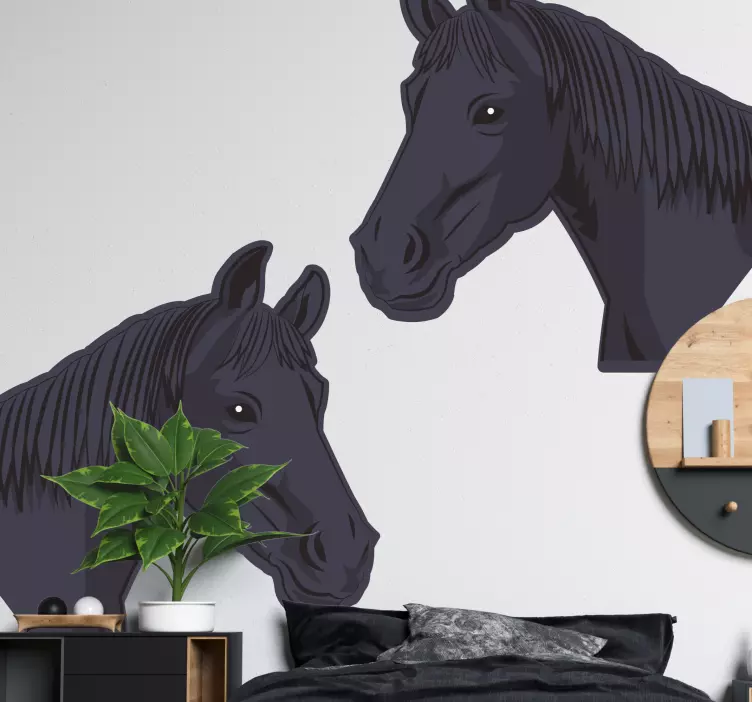 Horse Head Artwork wild animal sticker - TenStickers