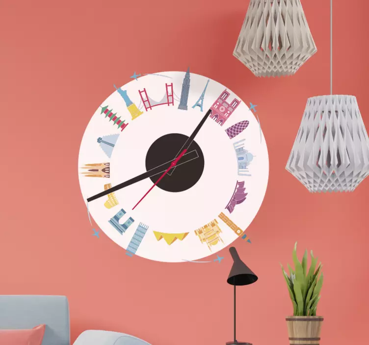 Renowned Landmarks Timepiece clock wall sticker - TenStickers