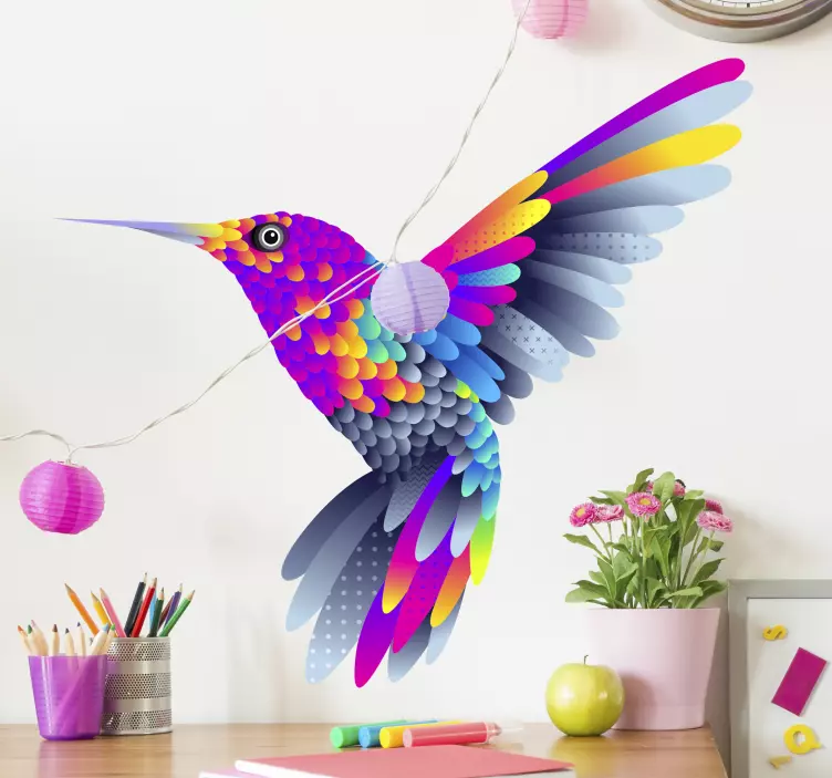 illustration animal coloring bird wall sticker - TenStickers
