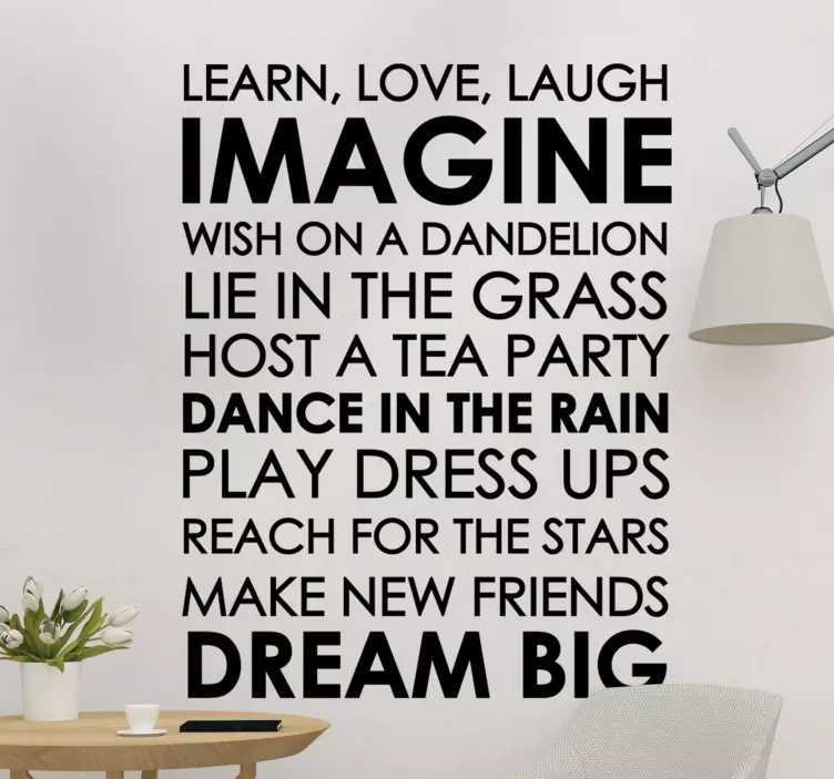 Imagine dream big dance in the rain quote sticker - TenStickers