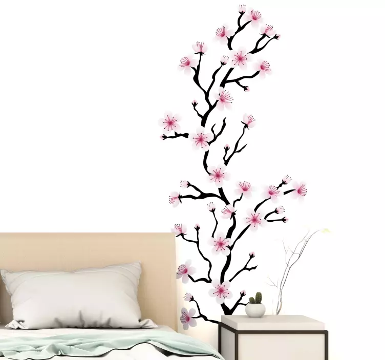 japanese cherry blossom flower wall sticker - TenStickers