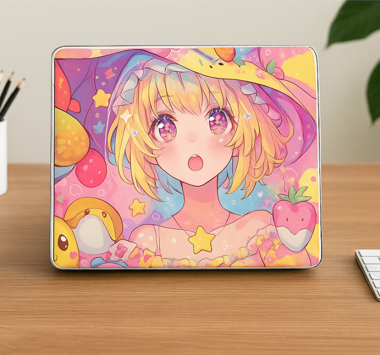 Kawaii pastel anime wrap laptop sticker - TenStickers