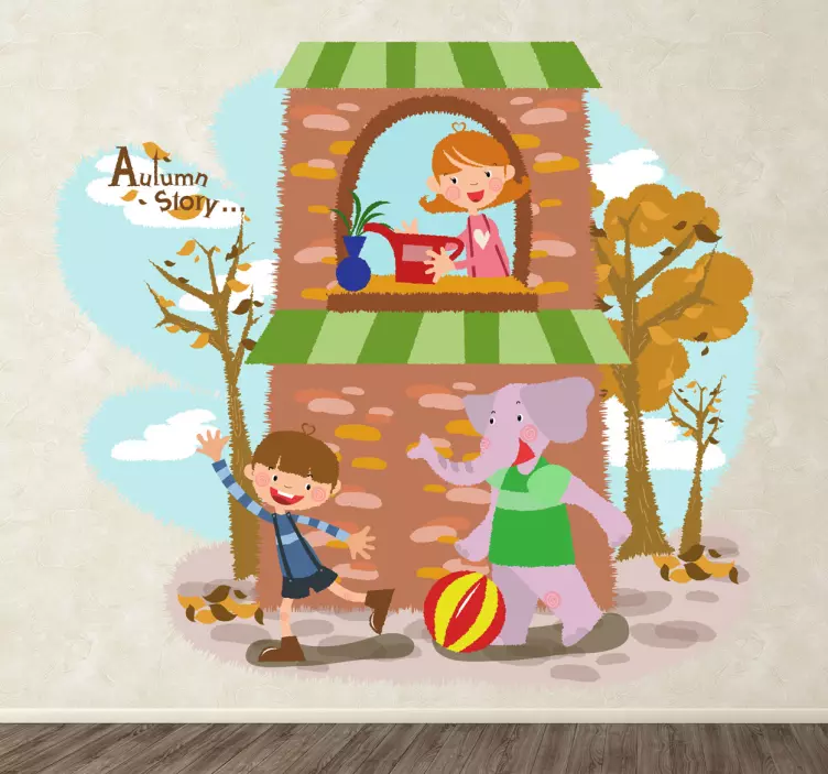 Kids Autumn Elephant Wall Sticker - TenStickers