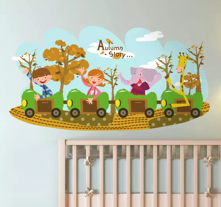 Kids Autumn Train Wall Mural - TenStickers