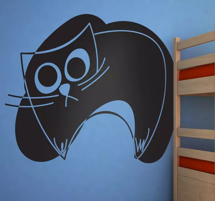 Kids Black Cat Stroke Wall Sticker - TenStickers