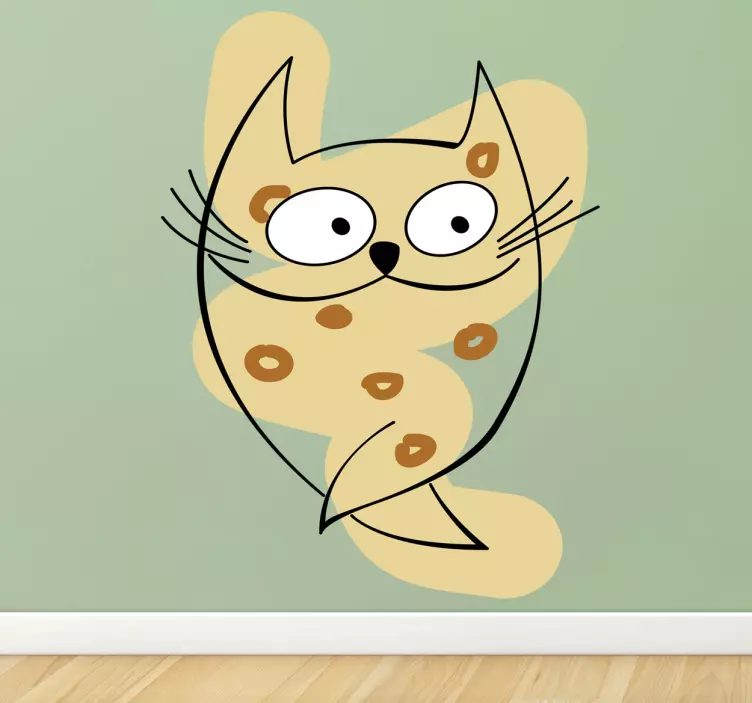 Kids Cat Stroke Circles Wall Sticker - TenStickers