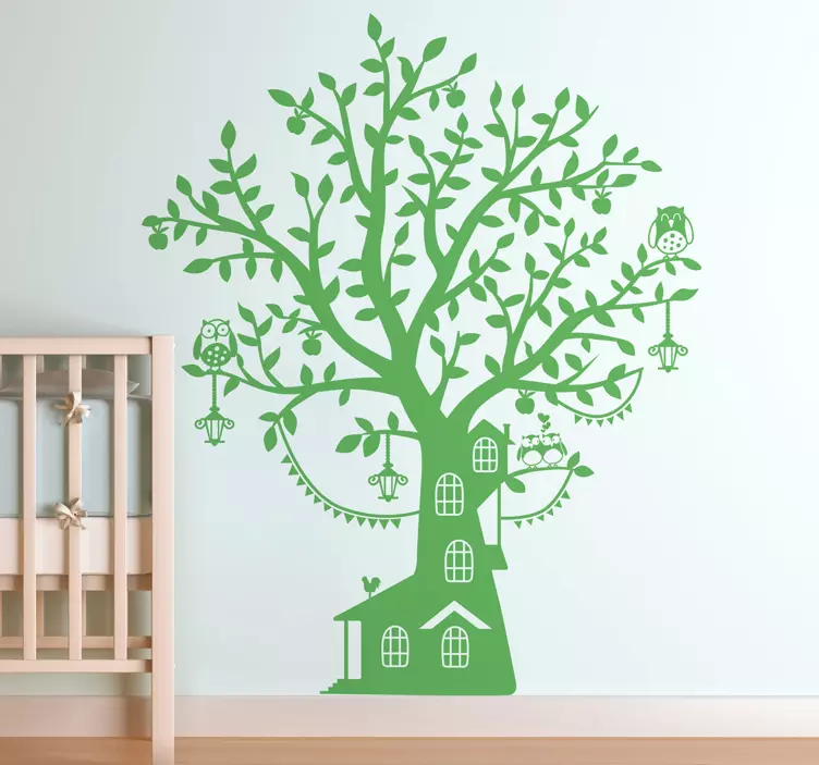 Kids Tree House Monochrome Wall Sticker - TenStickers