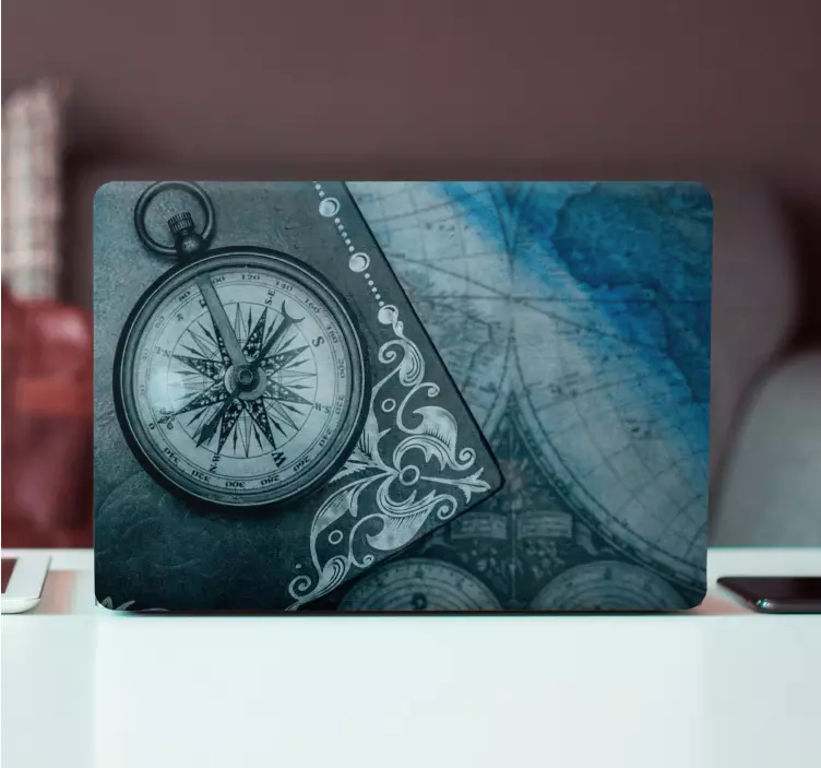 Laptop skin compass and map design - TenStickers