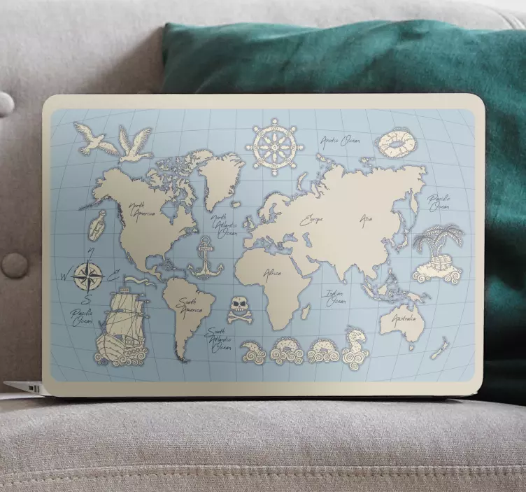 Laptop skin retro global map - TenStickers