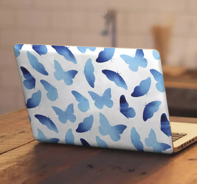 Laptop skin with azure butterfly design - TenStickers