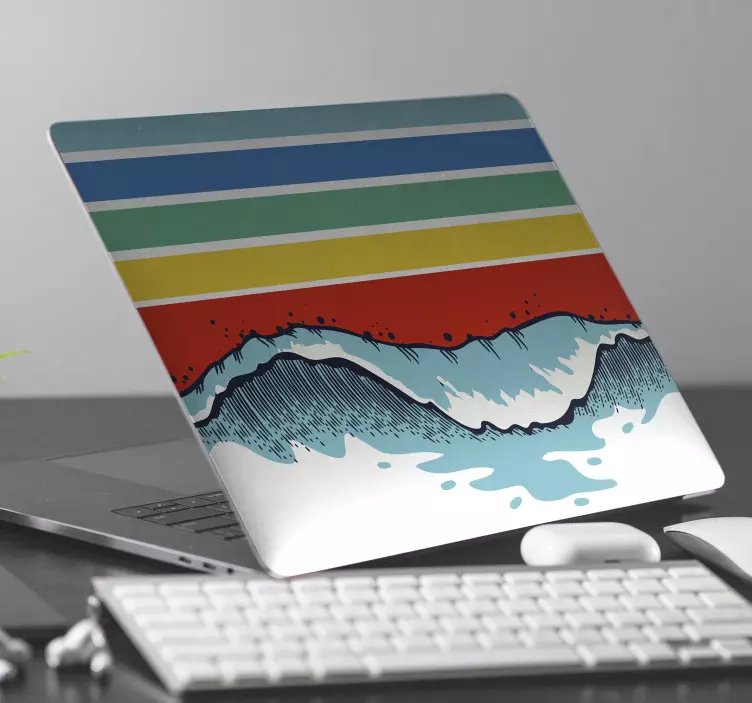 Laptop skin with colorful wave design - TenStickers
