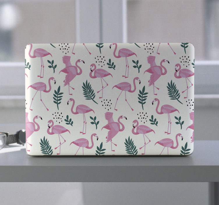 Laptop skin with flamingo pattern design - TenStickers