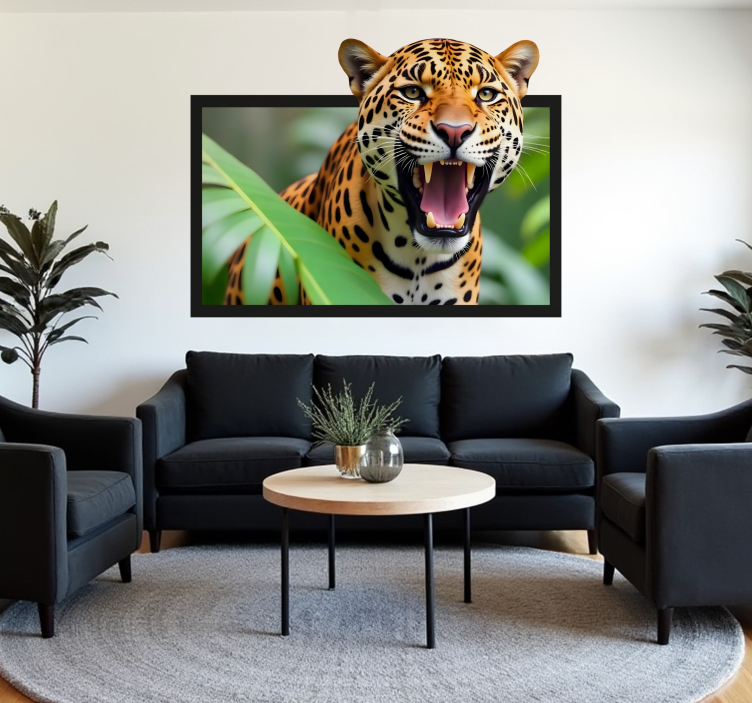 Leopard in a frame visual effects wall sticker - TenStickers