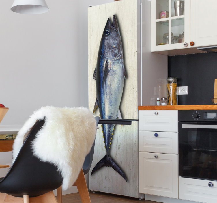Lifelike Tuna Art fridge sticker - TenStickers