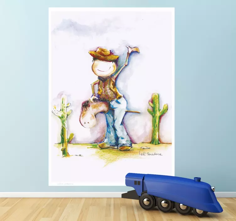 Little Boy Cowboy Wall Decal - TenStickers