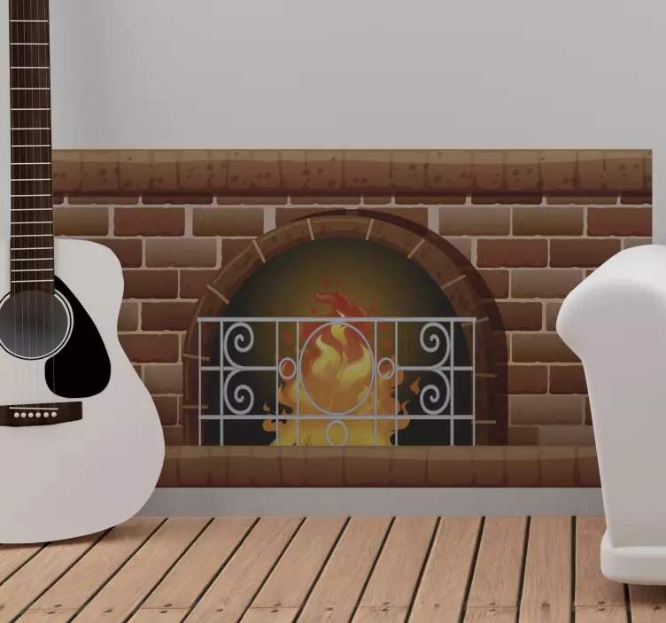Location sticker brick fireplace design - TenStickers