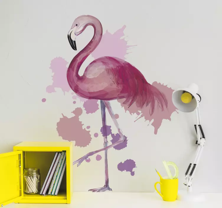Location sticker flamingo splash art - TenStickers