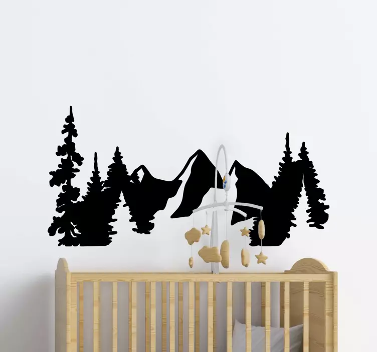 Location sticker mountainous forest silhouette - TenStickers